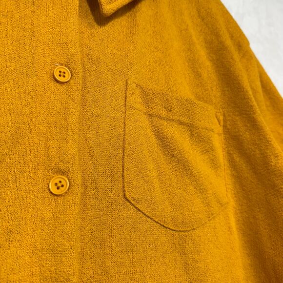 Free People Beach L Fresno Terry Buttoned Golden Pollen Yellow TOP Summer Resort - Picture 4 of 11